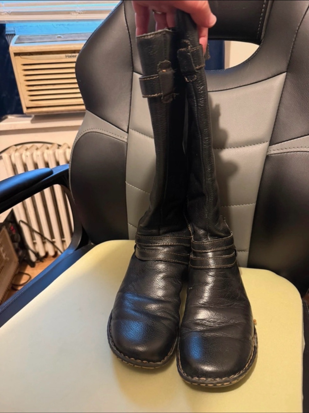 boc Black Tall Leather Boots for Men
